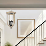 Hosley Pendant Light 6Lt in Black & Oak
