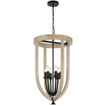 Hosley Pendant Light 6Lt in Black & Oak