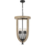 Hosley Pendant Light 6Lt in Black & Oak