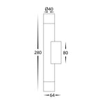 Dugo Up & Down Wall Pillar Light Black