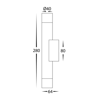 Dugo Up & Down Wall Pillar Light Black
