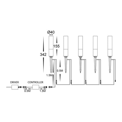 Akril Aluminium Black Spike Light Kit - 5 Pack inc, Driver and WIFI Receiver