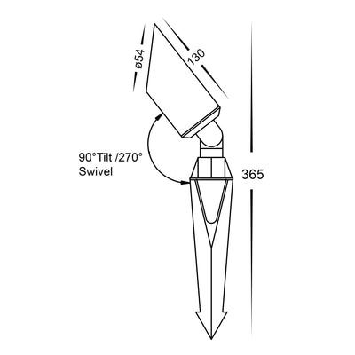 Shawl Single Adjustable Spike Spotlight - 225mm Spike Solid Brass