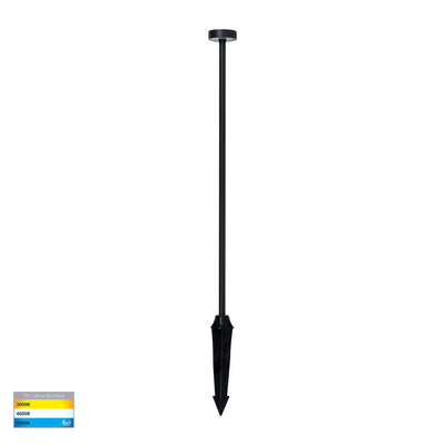 Vertex Aluminium Black Bollard Light with Spike