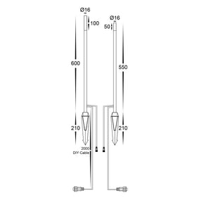 Drique Aluminium Black Bollard Light with Spike