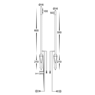 Drique Aluminium Black Bollard Light with Spike