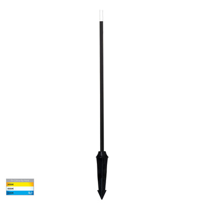 Drique Aluminium Black Bollard Light with Spike