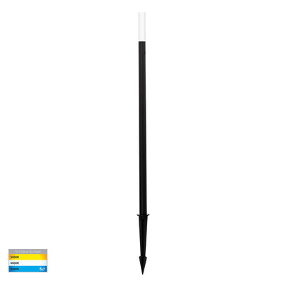 Drique Aluminium Black Bollard Light with Spike