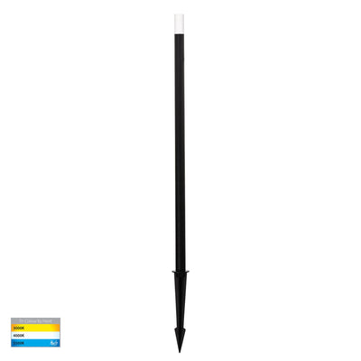 Drique Aluminium Black Bollard Light with Spike
