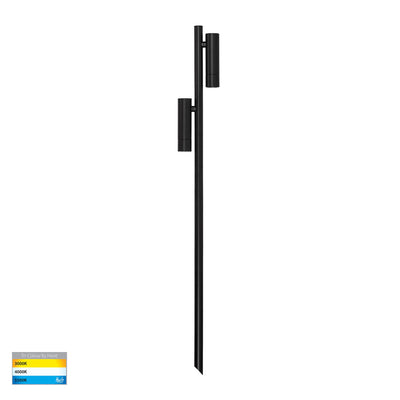Forgo Aluminium Black Double Adjustable Bollard Light with Spike