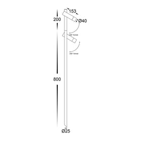 Forgo Aluminium Black Double Adjustable Bollard Light with Spike
