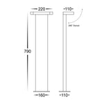 Locu Black Aluminium 1 Light Adjustable Bollard - 790mm
