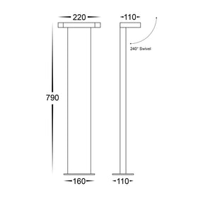 Locu Black Aluminium 1 Light Adjustable Bollard - 790mm