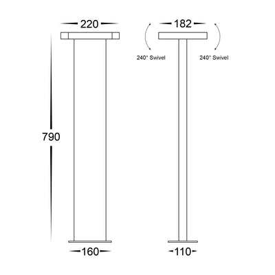 Locu Black Aluminium 2 Light Adjustable Bollard - 790mm