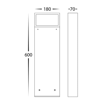 Cadrado Black Aluminium Bollard - 600mm