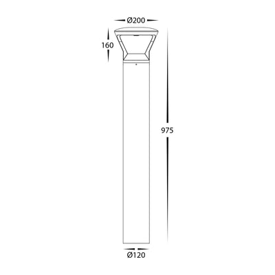 Thema Black Round Bollard - 965mm