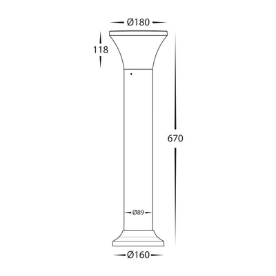 Favara Black Polycarbonate Bollard Light - 670mm