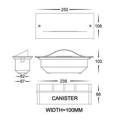 Corba Recessed Brick Light with Cover