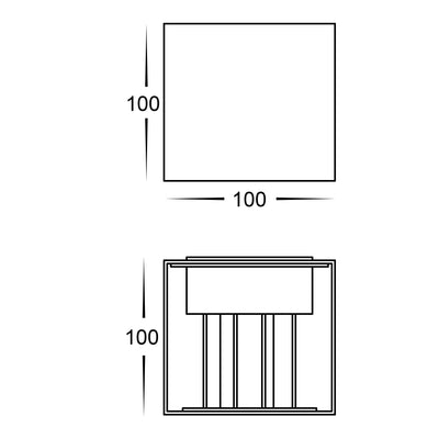 Celes Square Surface Mounted Up & Down Wall Light Polycarbonate