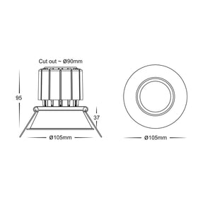 Prime Coloured Fixed Deep Downlight 90mm Cutout