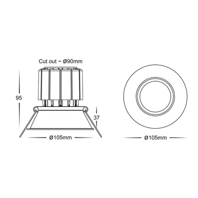 Prime Coloured Fixed Deep Downlight 90mm Cutout