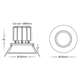 Prime Coloured Fixed Deep WIFI Downlight 90mm Cutout