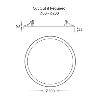 Auster White Dimmable 300mm Slim Oyster Light