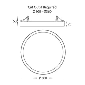 Auster White Dimmable 380mm Slim Oyster Light