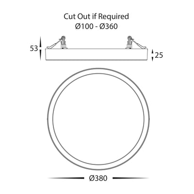 Auster White Dimmable 380mm Slim Oyster Light