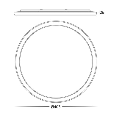 Slim White Dimmable 400mm Surface Mounted Slim Oyster Light