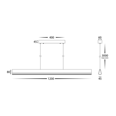 Opex 1200mm Dark Walnut Timber Dimmable Linear Pendant