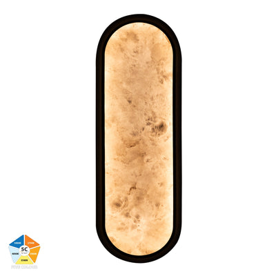 Auster Black Wall Light with Alabaster Glass