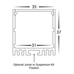 Square Suspended Profile 35mm × 37mm