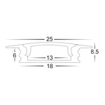 Shallow Recessed Square Profile 25mm × 7mm