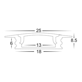 Shallow Recessed Square Profile 25mm × 7mm