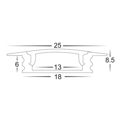 Shallow Recessed Square Profile 25mm × 7mm