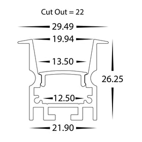 Deep Recessed Anti Glare Winged Profile 29mm × 26mm
