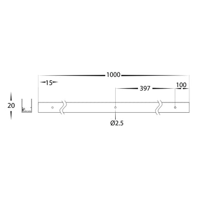 Aluminium channel 1 Metre length to suit HV9796 HAVIFLEX