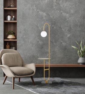 Inez Floor Lamp Antique Gold — lifestyle
