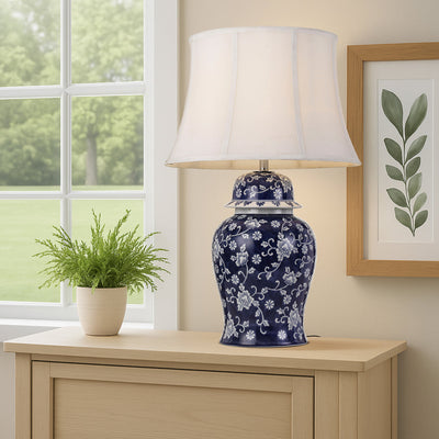 Iris 1 Light Table Lamp Blue & White — lifestyle