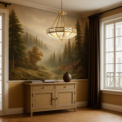 James 4 Light Pendant Antique Brass — lifestyle