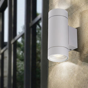 Kman Cylinder Outdoor LED Up/Down Wall Light — lifestyle