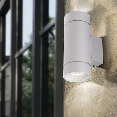 Kman Cylinder Outdoor LED Up/Down Wall Light — lifestyle
