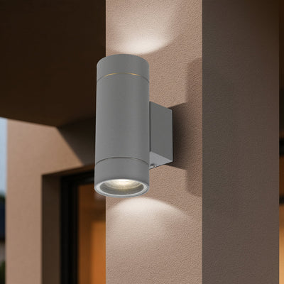 Kman Cylinder Outdoor LED Up/Down Wall Light — lifestyle