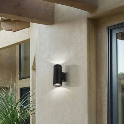 Kman Cylinder Outdoor LED Up/Down Wall Light — lifestyle