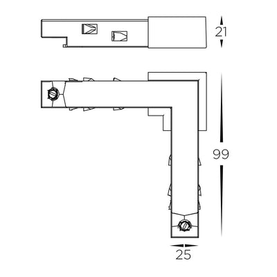 L Shape Joiner to suit Shallow 48v Track in Black Havit Commercial - HCP-10291-S-ELJ