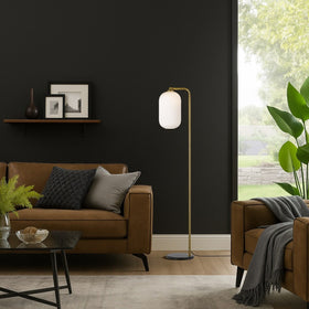 Lark Floor Lamp in Black Marble/Antique Gold/Opal — lifestyle
