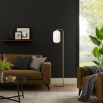 Lark Floor Lamp in Black Marble/Antique Gold/Opal — lifestyle