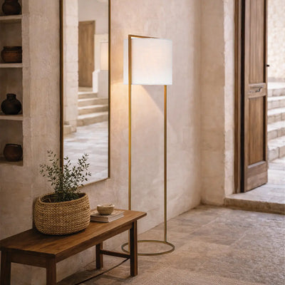 Loftus 1 Light Floor Lamp Antique Gold — lifestyle