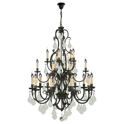 Louis 15th 24 Light Crystal Pendant Light Bronze